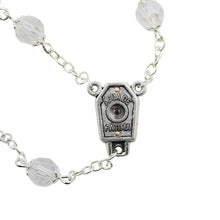 Load image into Gallery viewer, Our Lady of Fatima Rosary – 8mm Clear Faceted Crystal Beads with Silver Tone Crucifix

