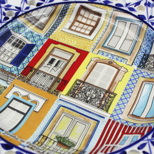 Hand-Painted Traditional Floral Portuguese Windows 11" Decorative Plate