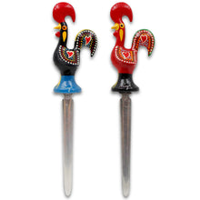 Load image into Gallery viewer, Traditional Hand-Painted Portuguese Good Luck Rooster Metal Letter Opener
