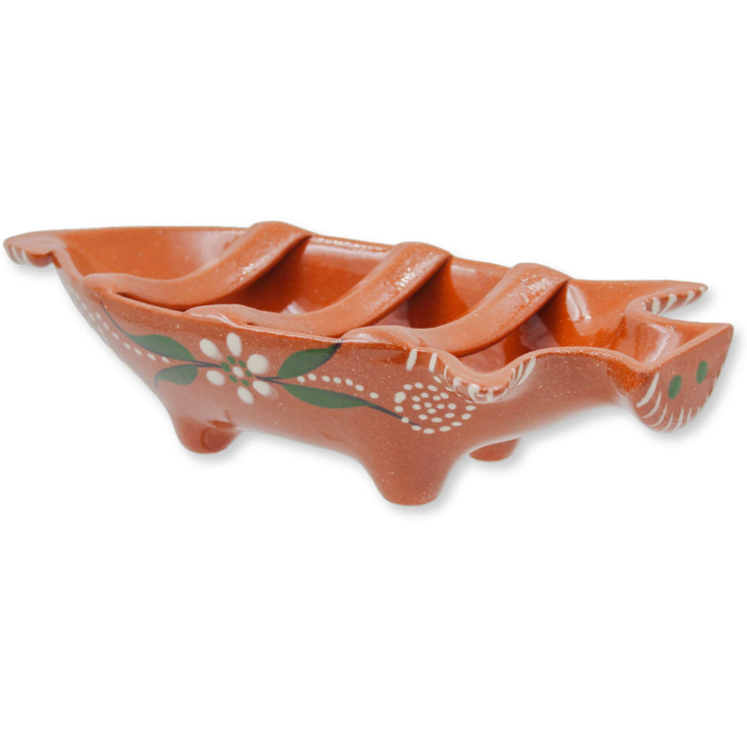 Hand-Painted Terracotta Pig-Shaped Sausage Roaster