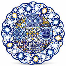 Load image into Gallery viewer, Hand-Painted Portuguese Ceramic Azulejo Plate – Mixed Azulejo Design, 11"

