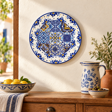 Load image into Gallery viewer, Hand-Painted Portuguese Ceramic Plate – Mixed Azulejo Design, 10.5"
