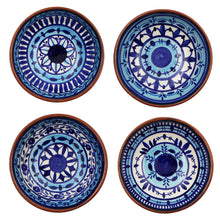 Load image into Gallery viewer, Hand-Painted Portuguese Pottery Clay Terracotta Blue Striped Snack Bowl Set
