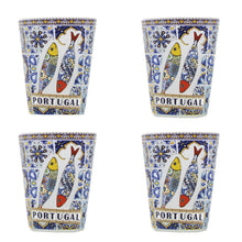 Load image into Gallery viewer, Portuguese Azulejo Tile Good Luck Rooster Sardine Themed Shot Glass, Set of 4
