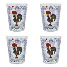 Load image into Gallery viewer, Azulejo Tile Themed Made in Portugal Good Luck Rooster Shot Glass, Set of 4
