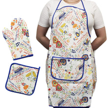 Load image into Gallery viewer, 100% Cotton Kitchen Apron, Oven Mitt and Pot Holder Set - Various Colors
