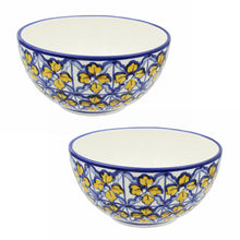 Load image into Gallery viewer, Hand-painted Decorative Ceramic Portuguese Azulejo Floral Ceramic Bowl, Set of 2
