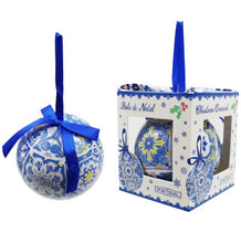 Load image into Gallery viewer, Traditional Azulejo Tile Themed Made in Portugal Blue and Yellow Christmas Ornament
