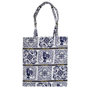 Traditional Portuguese Azulejos Tiles Themed Reusable Tote Bag