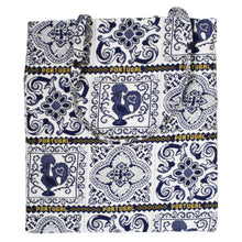 Load image into Gallery viewer, Traditional Portuguese Azulejos Tiles Themed Reusable Tote Bag
