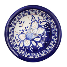 Load image into Gallery viewer, Hand-painted Portuguese Pottery Clay Terracotta Blue Floral Bowl
