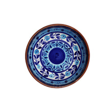 Load image into Gallery viewer, Hand-Painted Portuguese Pottery Clay Terracotta Blue Striped Small Low Bowl Set
