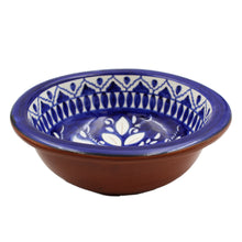 Load image into Gallery viewer, Hand-painted Portuguese Pottery Clay Terracotta Blue Floral Bowl
