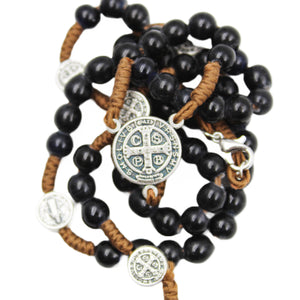 Saint Benedict Made in Portugal Black Bead Rosary