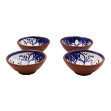 Load image into Gallery viewer, Hand-Painted Portuguese Pottery Clay Terracotta Blue Floral Sauce Bowl Set
