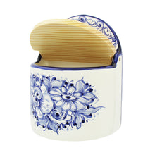 Load image into Gallery viewer, Hand-Painted Portuguese Ceramic Floral Blue and White Salt Holder
