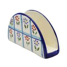 Load image into Gallery viewer, Hand-Painted Portuguese Ceramic Colorful Floral Napkin Holder
