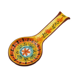 Hand-painted Portuguese Pottery Clay Terracotta Spoon Rest