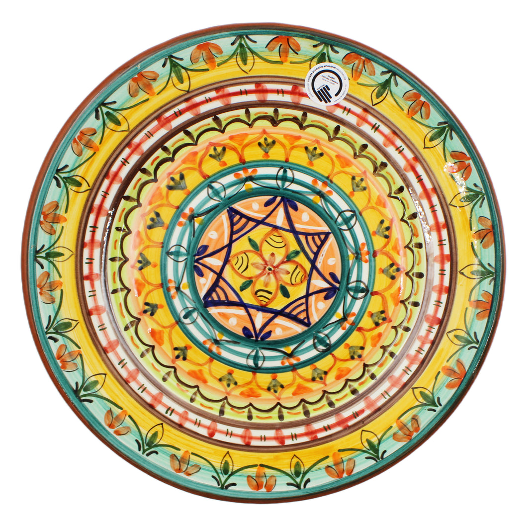 Hand-painted Portuguese Pottery Clay Terracotta Dinner Plate