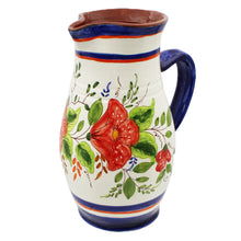 Load image into Gallery viewer, Hand-Painted Portuguese Pottery Clay Terracotta Floral Pitcher
