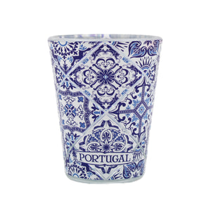 Azulejo Tile Themed Made in Portugal Blue Shot Glass, Set of 4