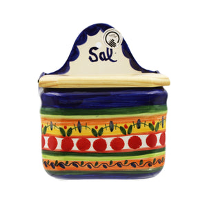 Hand-Painted Portuguese Pottery Clay Terracotta Salt Holder