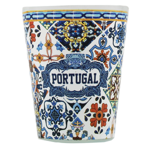 Portuguese Made in Portugal Azulejo Tile Themed Shot Glass, Set of 4