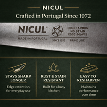 Load image into Gallery viewer, Nicul Portuguese Stainless Steel Paring &amp; Utility Knife – Wooden Handle, Multiple Sizes
