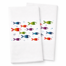 Load image into Gallery viewer, Portuguese Embroidered Cotton Tea Towels – Set of 2, 100% Cotton (28" x 20.5") - Colorful Fish
