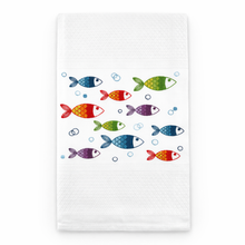 Load image into Gallery viewer, Portuguese Embroidered Cotton Tea Towels – Set of 2, 100% Cotton (28" x 20.5") - Colorful Fish

