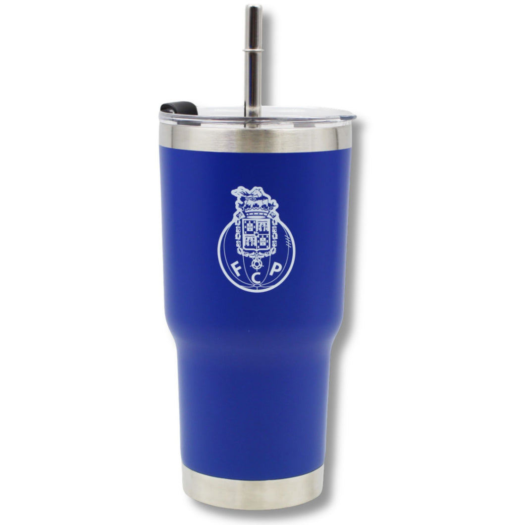 Porto Thermal Insulated Travel Mug with Lid and Straw, Stainless Steel