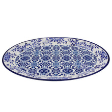 Load image into Gallery viewer, Traditional Blue Tile Azulejo Floral Ceramic Oval Platter
