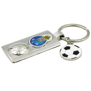 FC Porto Metal Keychain with Embossed Club Crest and Soccer Ball Charm