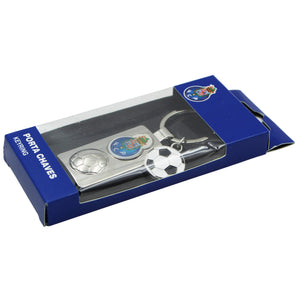 FC Porto Metal Keychain with Embossed Club Crest and Soccer Ball Charm