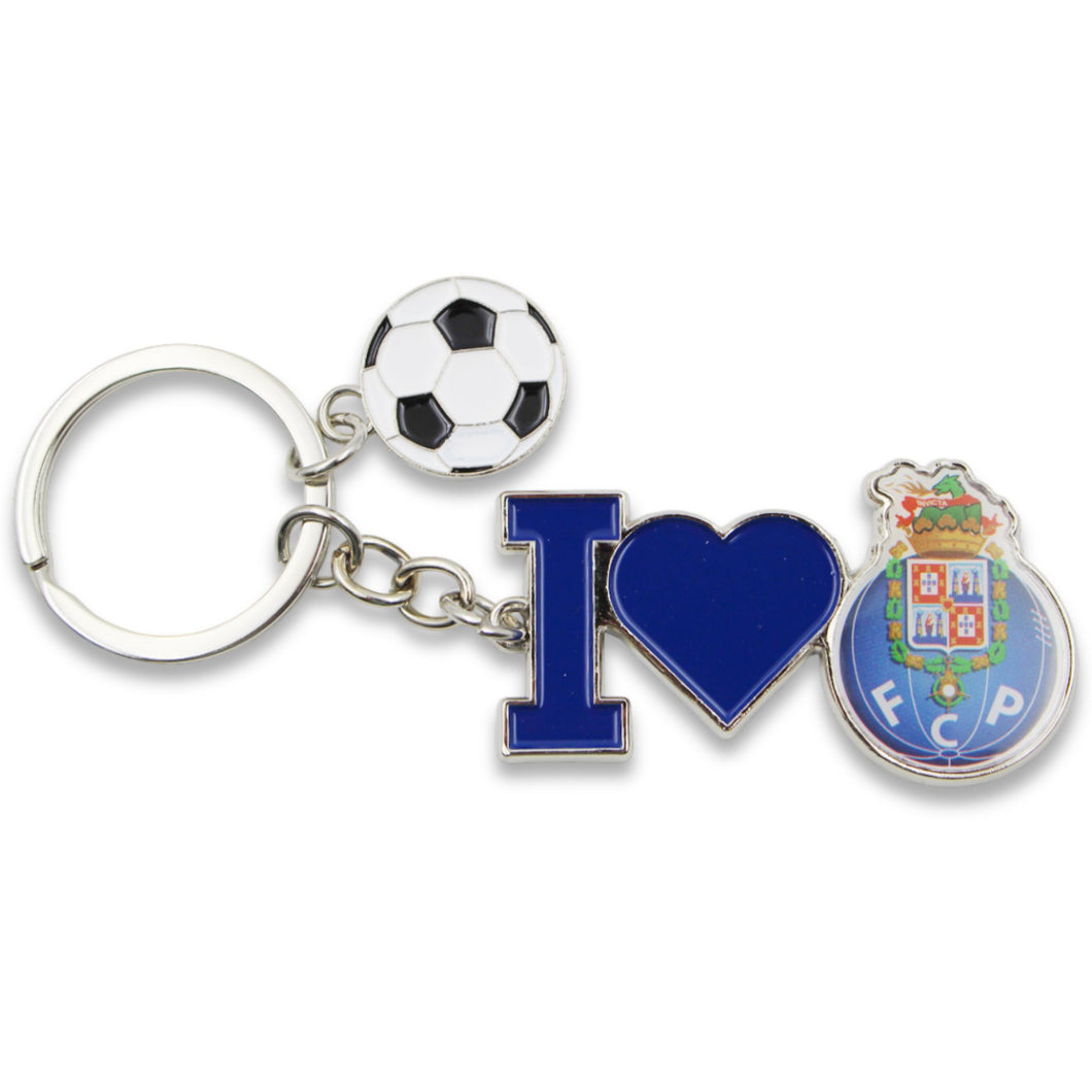 Official FC Porto 'I Love Porto' Keychain with Soccer Ball Charm