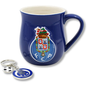 Officially Licensed Porto Mug and Keychain Set in Gift Box - Blue Mug & Keychain with Logo