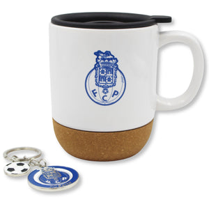 Officially Licensed Porto Travel Mug with Removable Cork Bottom and Keychain Set