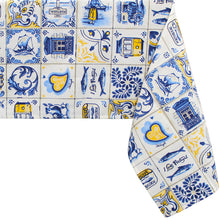 Load image into Gallery viewer, Portuguese Icons 100% Cotton Tablecloth - Azulejo Inspired Design with Landmarks &amp; Traditional Symbols
