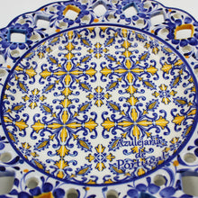 Load image into Gallery viewer, Hand-Painted Traditional Floral Blue and Yellow Tile Azulejo  11&quot; Decorative Plate

