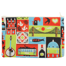 Load image into Gallery viewer, 100% Cotton Portuguese Icons Organizer Pouch with Zipper
