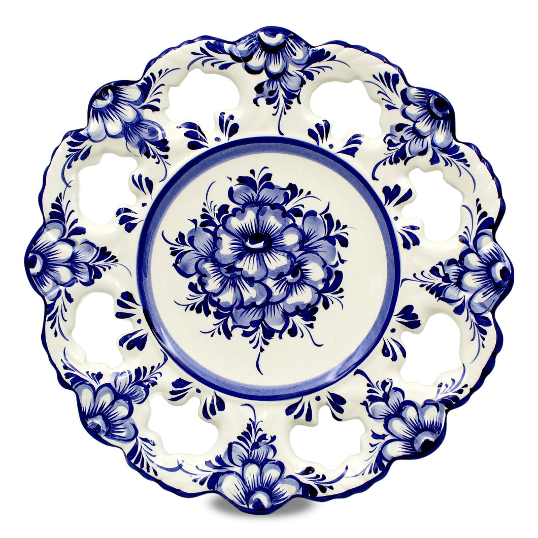 Hand-Painted Traditional Portuguese Ceramic Floral Decorative Plate, Hanging Plate