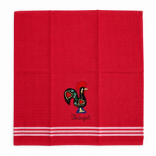 Load image into Gallery viewer, Portuguese Rooster Red Tea Towels – Set of 2, 100% Cotton Kitchen Towels (23.5" x 19.5")
