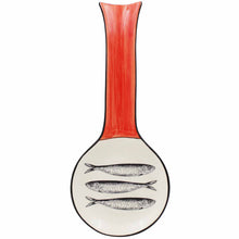 Load image into Gallery viewer, Portuguese Ceramic Spoon Rest with Sardine Design - Red Handle
