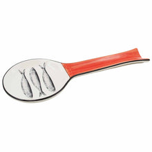 Load image into Gallery viewer, Portuguese Ceramic Spoon Rest with Sardine Design - Red Handle
