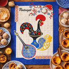 Load image into Gallery viewer, Portuguese Rooster Blue Tea Towels – Set of 2, 100% Cotton Kitchen Towels (26.5" x 19")
