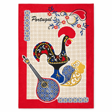 Load image into Gallery viewer, Portuguese Rooster Red Tea Towels – Set of 2, 100% Cotton Kitchen Towels (26.5" x 19")
