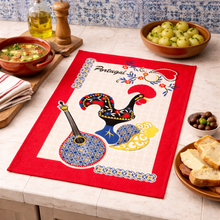 Load image into Gallery viewer, Portuguese Rooster Red Tea Towels – Set of 2, 100% Cotton Kitchen Towels (26.5" x 19")
