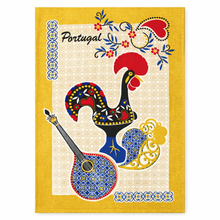 Load image into Gallery viewer, Portuguese Rooster Yellow Tea Towels – Set of 2, 100% Cotton Kitchen Towels (26.5" x 19")
