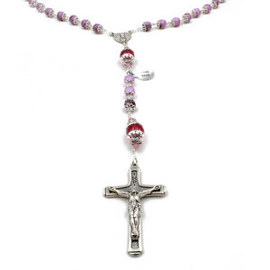 Handmade Bohemian Glass Beads Purple Our Lady of Fatima Rosary