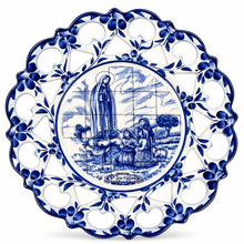 Load image into Gallery viewer, Hand-Painted Portuguese Ceramic Azulejo Plate – Fatima Design, 7.5"
